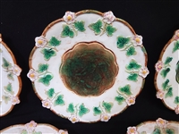 (5) George Jones Majolica Strawberry Blossom Plates