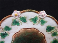 (5) George Jones Majolica Strawberry Blossom Plates
