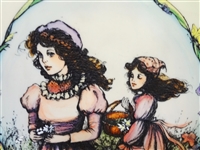 Mary Vickers Hand Colored Etching Framed Gathering Flowers