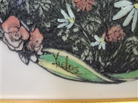 Mary Vickers Hand Colored Etching Framed Gathering Flowers
