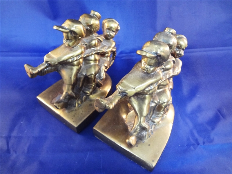 PM Craftsman Brass Book Ends "3 Children"