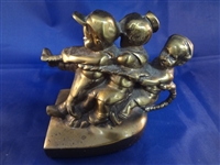 PM Craftsman Brass Book Ends 3 Children