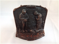 (3) Cast Iron Single Book Ends: Pointer Dog, Men on Camels, Praying Couple