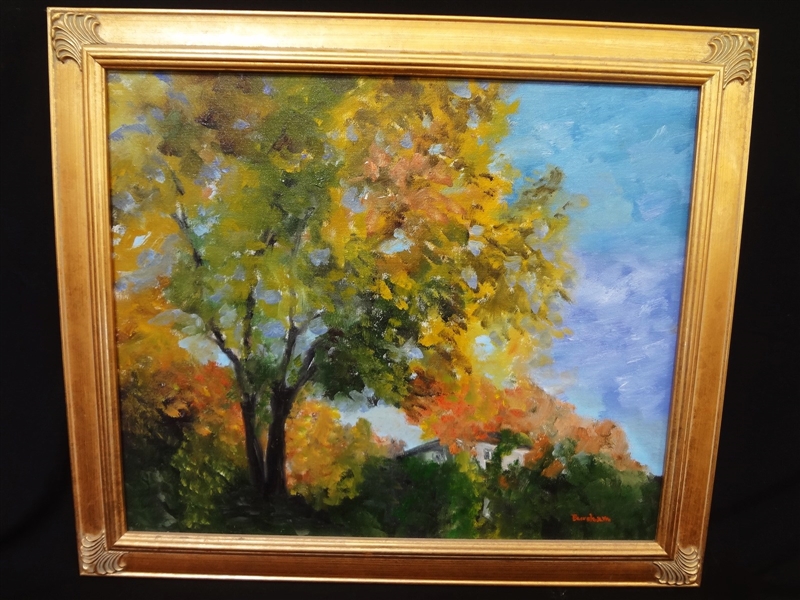 Original Oil Painting on Board Landscape Signed Bursham