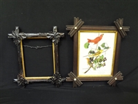 (2) Folk Art Black Walnut Carved Frames