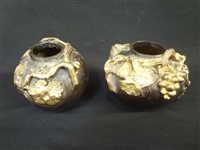 Pair American Bronze Vases Baroque Grape Design