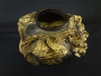 Pair American Bronze Vases Baroque Grape Design