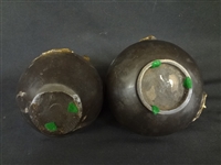 Pair American Bronze Vases Baroque Grape Design