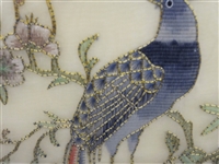 Gold Embroidered Framed Bird Silk