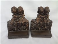 (2) Pairs Bronzart and John Wright Cast Iron Book Ends