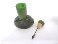 (2) Nephrite Jade Scuff Bottles with Original Caps