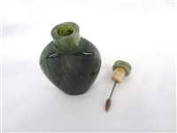 (2) Nephrite Jade Scuff Bottles with Original Caps