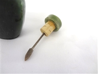 (2) Nephrite Jade Scuff Bottles with Original Caps