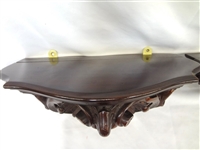 Pair of Solid Walnut Hand Carved Wall Sconce Shelves