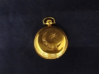 14K Gold Elgin Pocket Watch with Blue Enamel and 5 Diamond Chips
