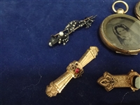Group of Victorian Gold Filled Mourning Jewelry