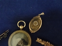 Group of Victorian Gold Filled Mourning Jewelry