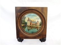 Hand Painted Copper Disc in Walnut Frame