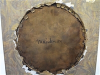 Hand Painted Copper Disc in Walnut Frame