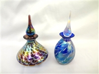 (2) Iridescent Glass Prefume Bottles: After Lundberg, Glass Art Studios