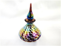 (2) Iridescent Glass Prefume Bottles: After Lundberg, Glass Art Studios