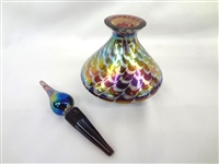 (2) Iridescent Glass Prefume Bottles: After Lundberg, Glass Art Studios