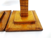 Pair of Tiger Maple Candle Sticks Arts and Crafts Style