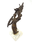 French Winged Female Bronze Marble Base