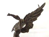 French Winged Female Bronze Marble Base