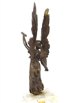 French Winged Female Bronze Marble Base