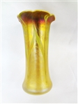 Loetz or Quezal Pulled Feather Iridescent Art Glass Vase