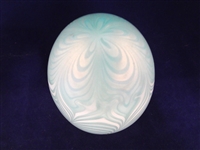 Signed Iridescent Art Glass Egg Possibly Durand