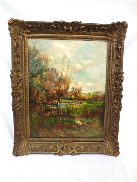 After Jules Dupre Barbizon School Oil on Canvas Landscape