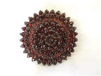 Victorian Garnet Rosette Vermeil Round Mourning Brooch