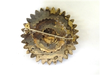 Victorian Garnet Rosette Vermeil Round Mourning Brooch