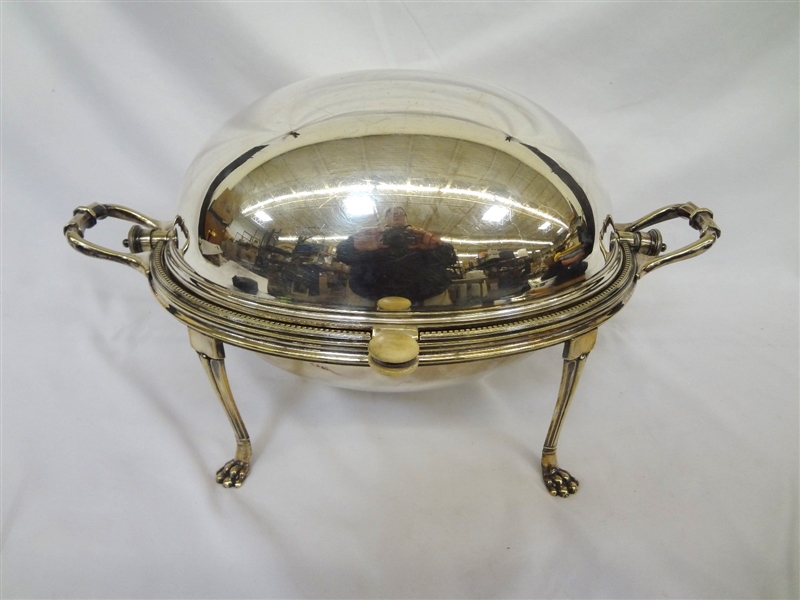 Gilbert and Spurrier Roll Top Breakfast Dish Silver Plate