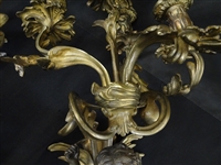 Pair of Bronze Cherub Putti Gilt Six Arm Wall Sconces
