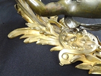 Pair of Bronze Cherub Putti Gilt Six Arm Wall Sconces