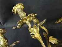 Pair of Bronze Cherub Putti Gilt Six Arm Wall Sconces