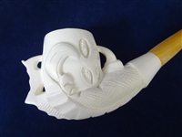 (3) Meerschaum Block Figural Pipes: Claw, Lion, Man