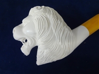 (3) Meerschaum Block Figural Pipes: Claw, Lion, Man