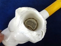 (3) Meerschaum Block Figural Pipes: Claw, Lion, Man