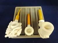 (3) Meerschaum Block Figural Pipes