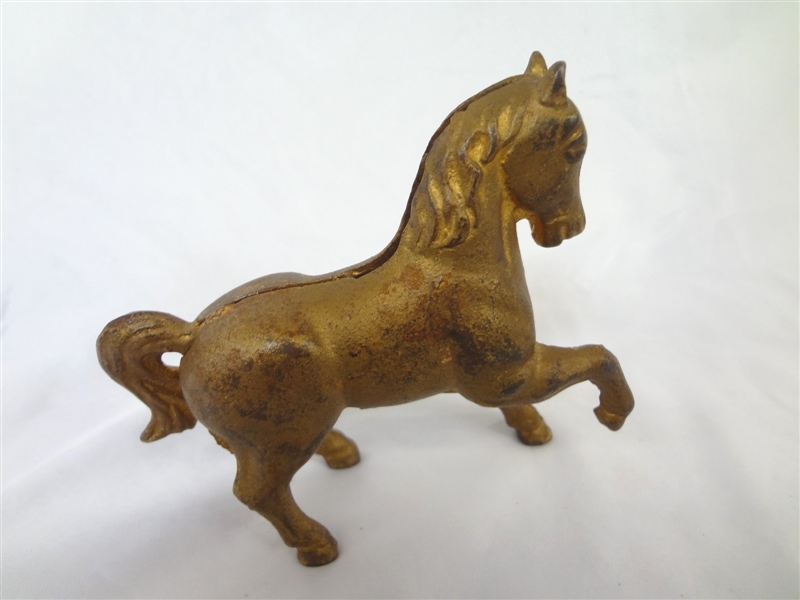 Cast Iron Still Bank US Arcade Prancing Horse Bank 1910-1932