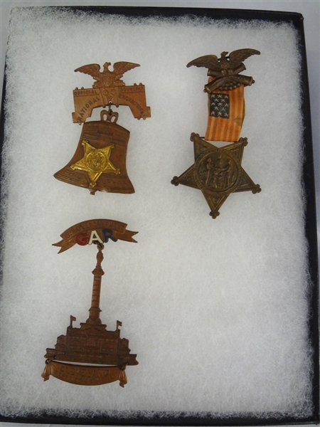 (3) Grand Army of the Republic Medals: Philadelphia, Cleveland, Veteran