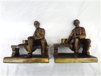 After Gutzon Burglum Brass Bookends Seated Abraham Lincoln