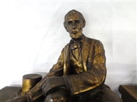 After Gutzon Burglum Brass Bookends Seated Abraham Lincoln