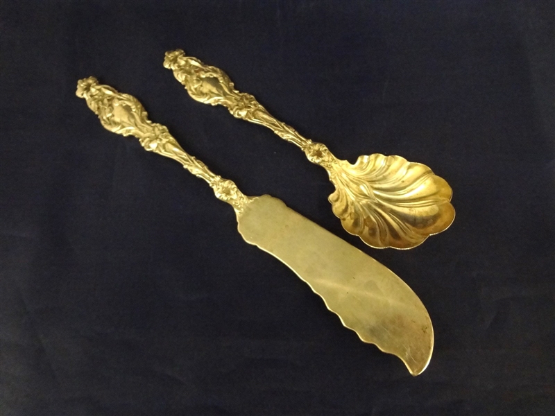 Scribner & Loehr Sterling Silver Sugar Shell Spoon and Knife