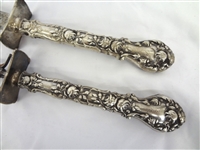Sterling Silver Handled Serving Knife and Fork Set 1899 Sterling