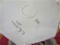 Limoges China Chocolate Set With Under Tray Deep Pink Signed C. Cushwa